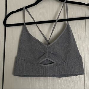 Free People FP Movement Free Throw Longline Cutout Bralette Grey